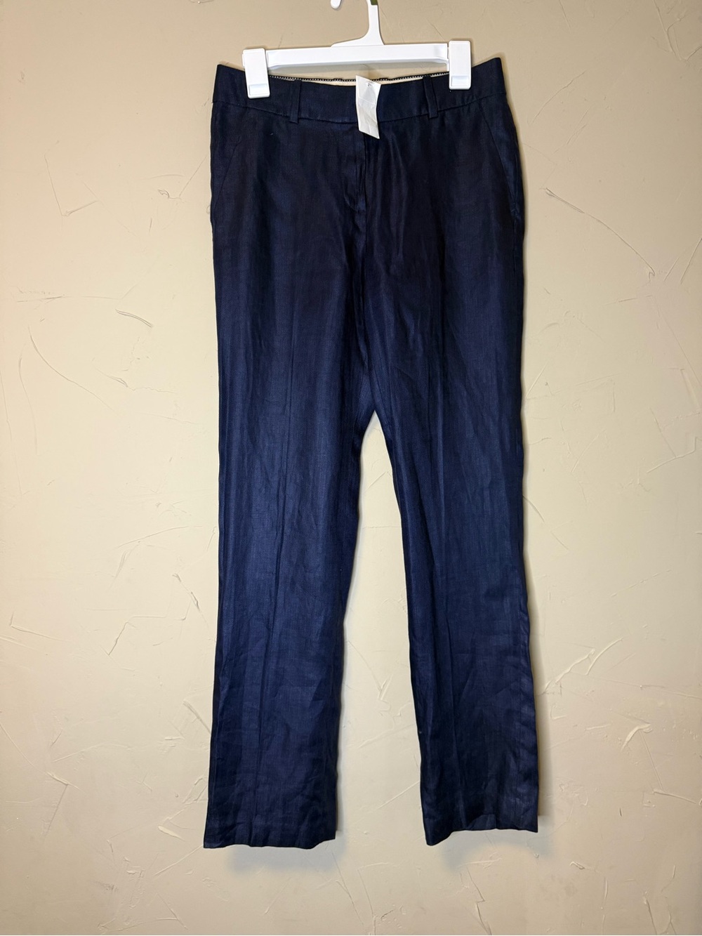 J Crew Bristol Slim 100% linen trouser Straight leg Pants Size 2 NAVY $128 NWOT - Picture 4 of 15